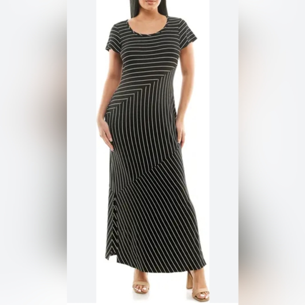 Black and White Striped Maxi Dress